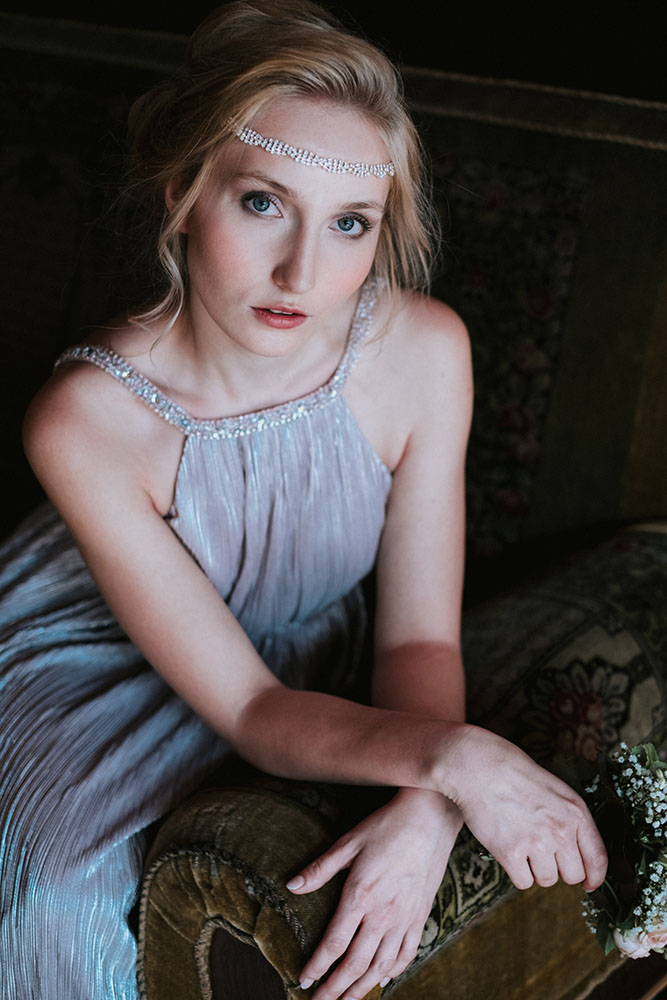 Stirnband mit Strass als Haarschmuck für Brautjungfer im Vintag